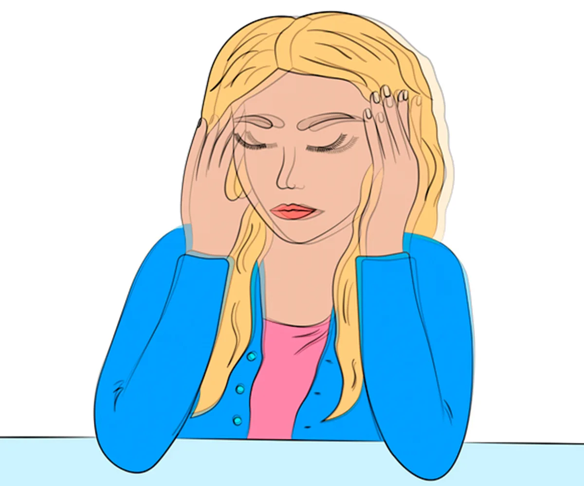 Girl with headache illustration