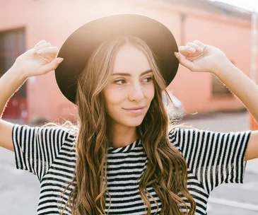 woman sunlight long brown hair
