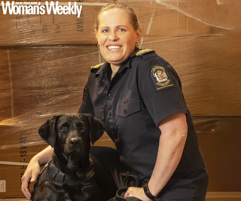 Customs officer Debbie Baldock and dog Ash