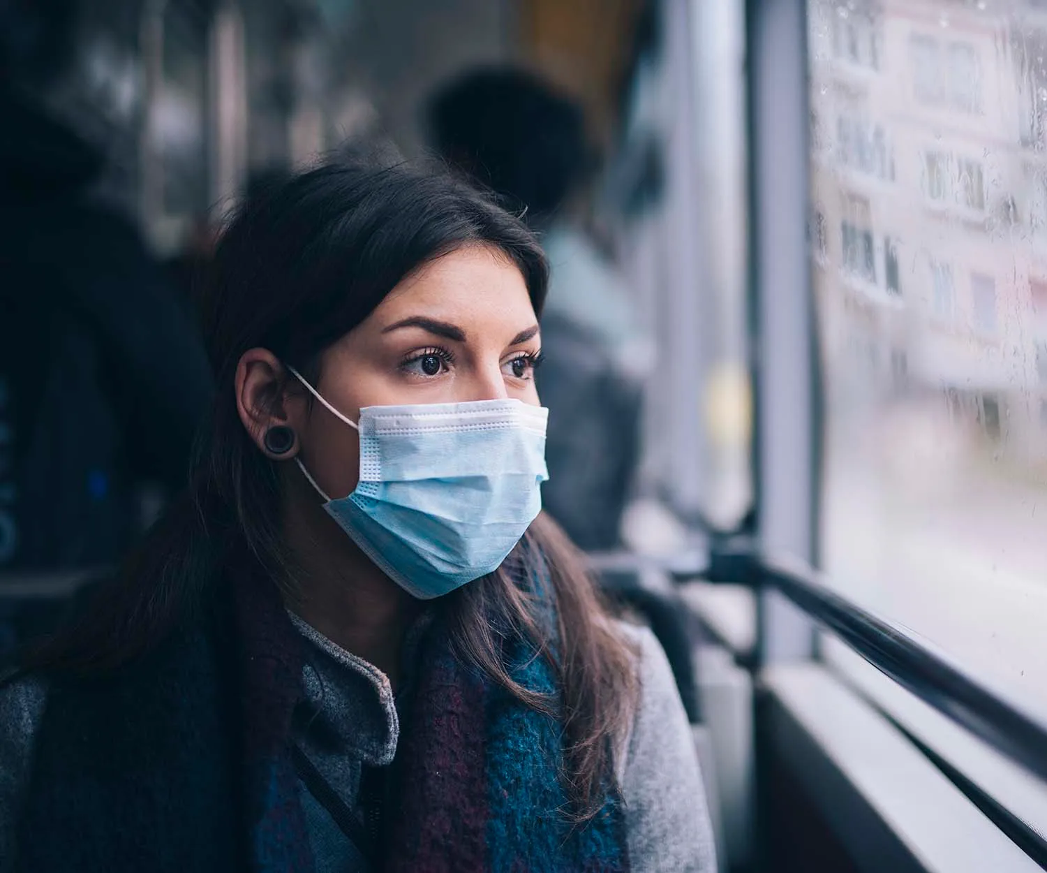 illustration of sick woman sitting on couch