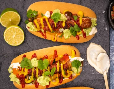 Chilean completo loaded hotdogs