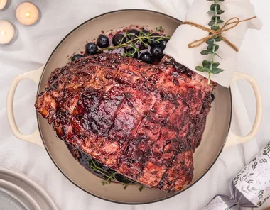 Blueberry glazed ham
