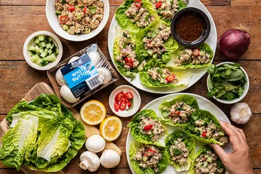 Reduce your meat intake with this light and easy mushroom and chicken larb recipe