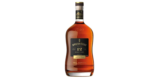 Appleton Estate Rare Casks 12 Year Old Jamaica Rum bottle with black label and gold accents.