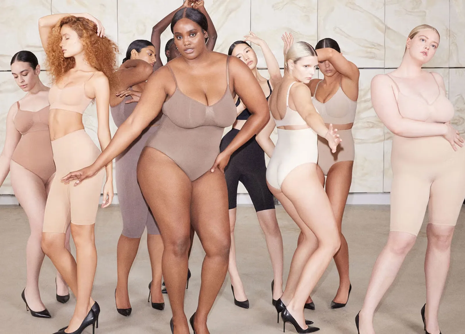 Women wearing Skims nude shapewear