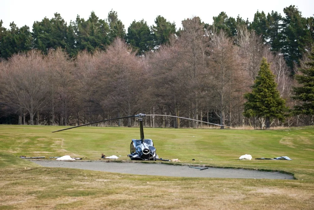 The ruins of the helicopter crash