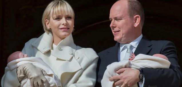 rince Albert and Princess Charlene, four-week-old Prince Jacques and his sister Princess Gabriella. Image/Getty
