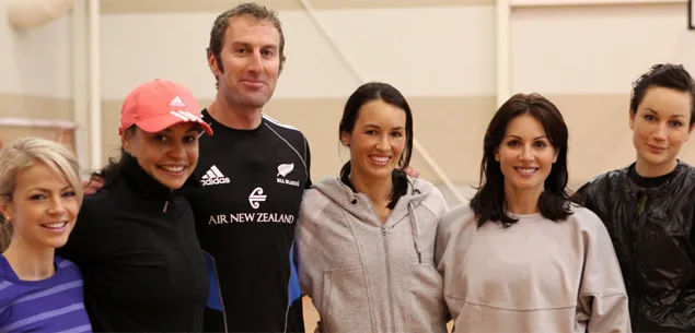 Sara Tetro and Honor Carter with friends part of their fitness dream team
