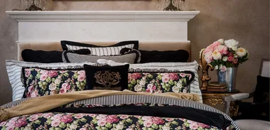 Beautiful boudoir ideas - Trelise Cooper’s Rose Jardin design bedspread from EziBuy