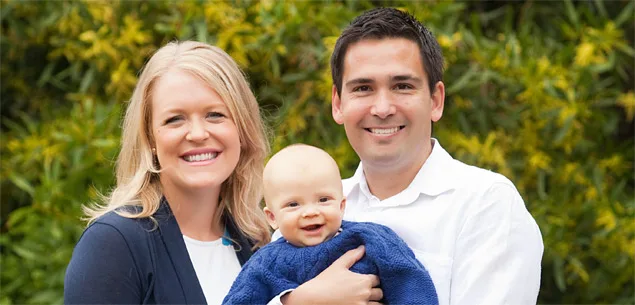 MP Simon Bridges with wife Natalie and baby Emlyn