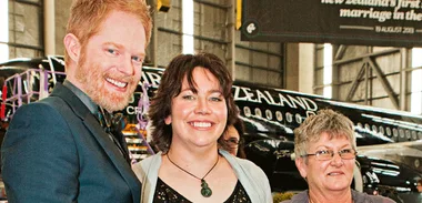 Married in the air: Ally Wanikau and Linley Bendall