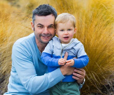 Devoted father Marcus Lush’s little angel is a chip off the old block.