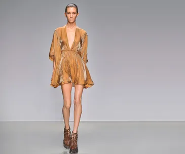 Thin model on runway