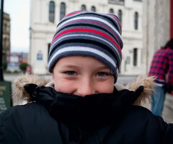 Child enjoying small town life.