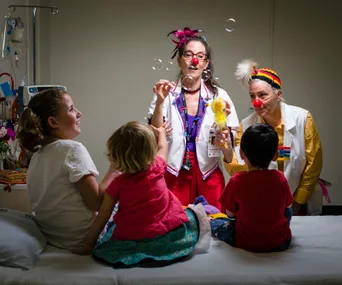 Clown doctors cheering up the kids in Auckland's Starship Children's hospital 