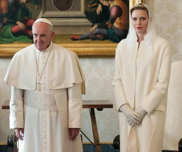 Princess Charlene of Monaco wore white to meet the pope – one of seven allowed worldwide