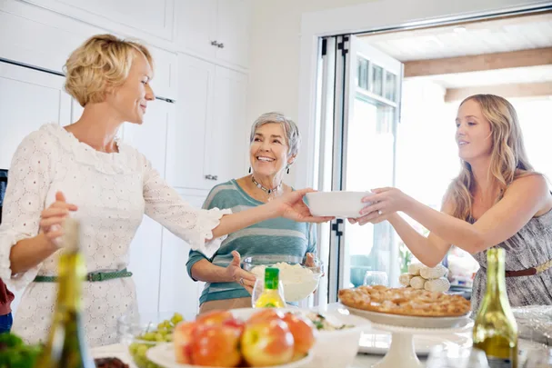 Having dinner with family and friends is important