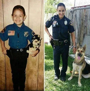 woman as police officer young and old