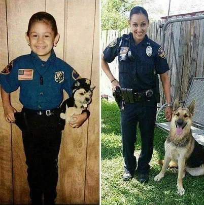 woman as police officer young and old