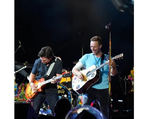 Michael J Fox joins Coldplay on stage for Back to the Future tribute