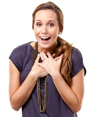 Woman fake smile