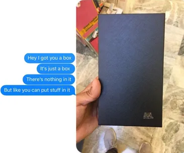 Man gives girlfriend empty box