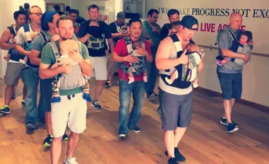 Daddy dancing bonding with babies