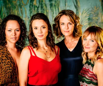 Cian Elyse White (plays Hannah), Anna Julienne (plays Katie), Michelle Langstone (plays Fiona), Emma Leonard (plays Stacey)