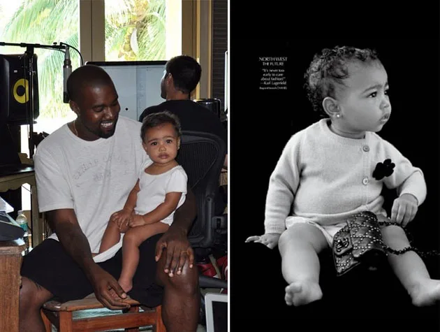 A man smiling while holding a toddler, alongside a black-and-white portrait of the same toddler.
