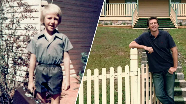 Glenn McGrath as a child and as a 42-year-old