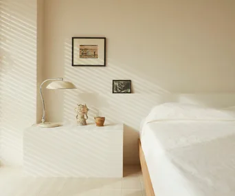 Neutral toned modernist bedroom