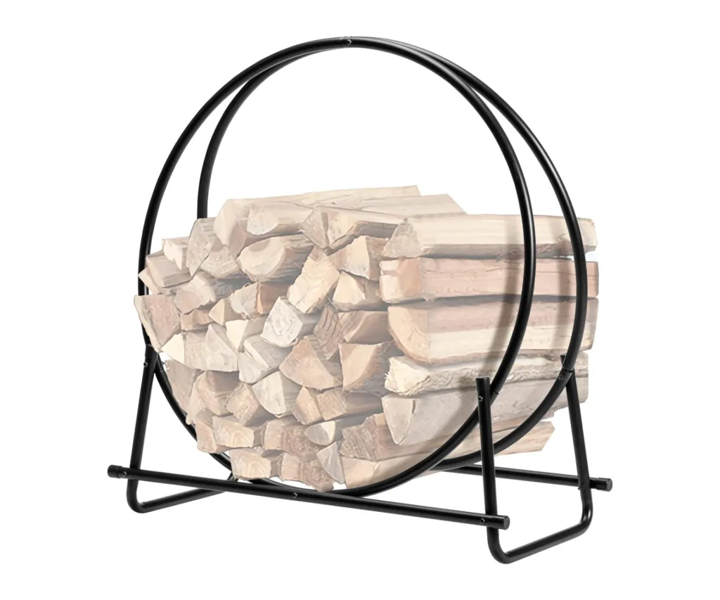 costway black steel firewood storage