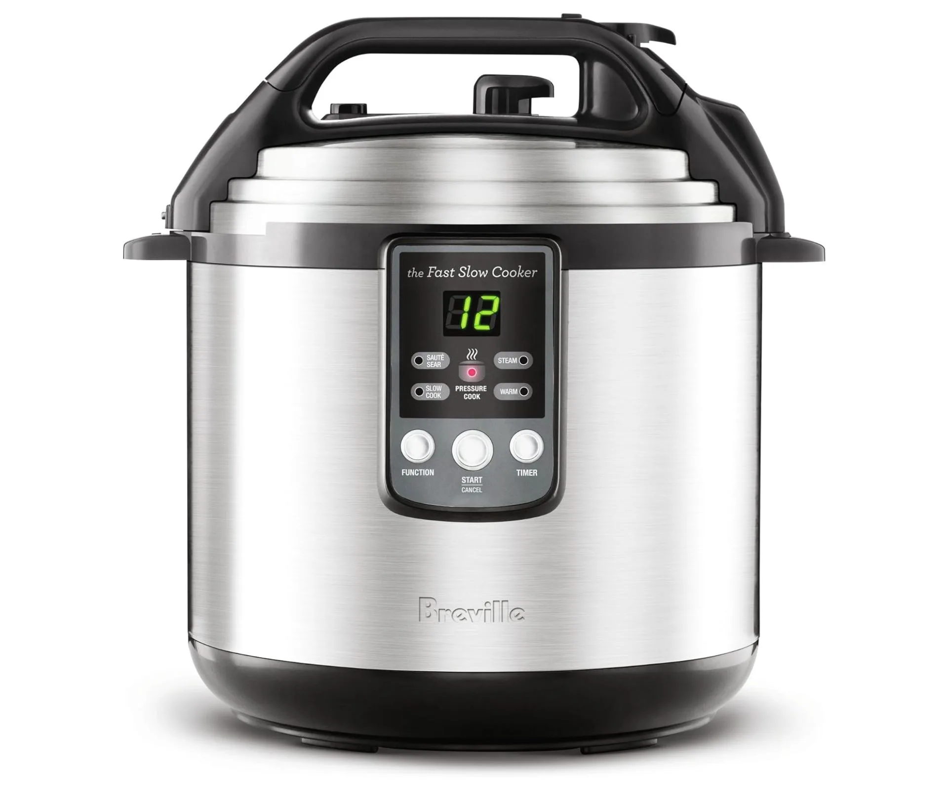 Breville's The Fast Slow Pressure Cooker in brushed stainless steel