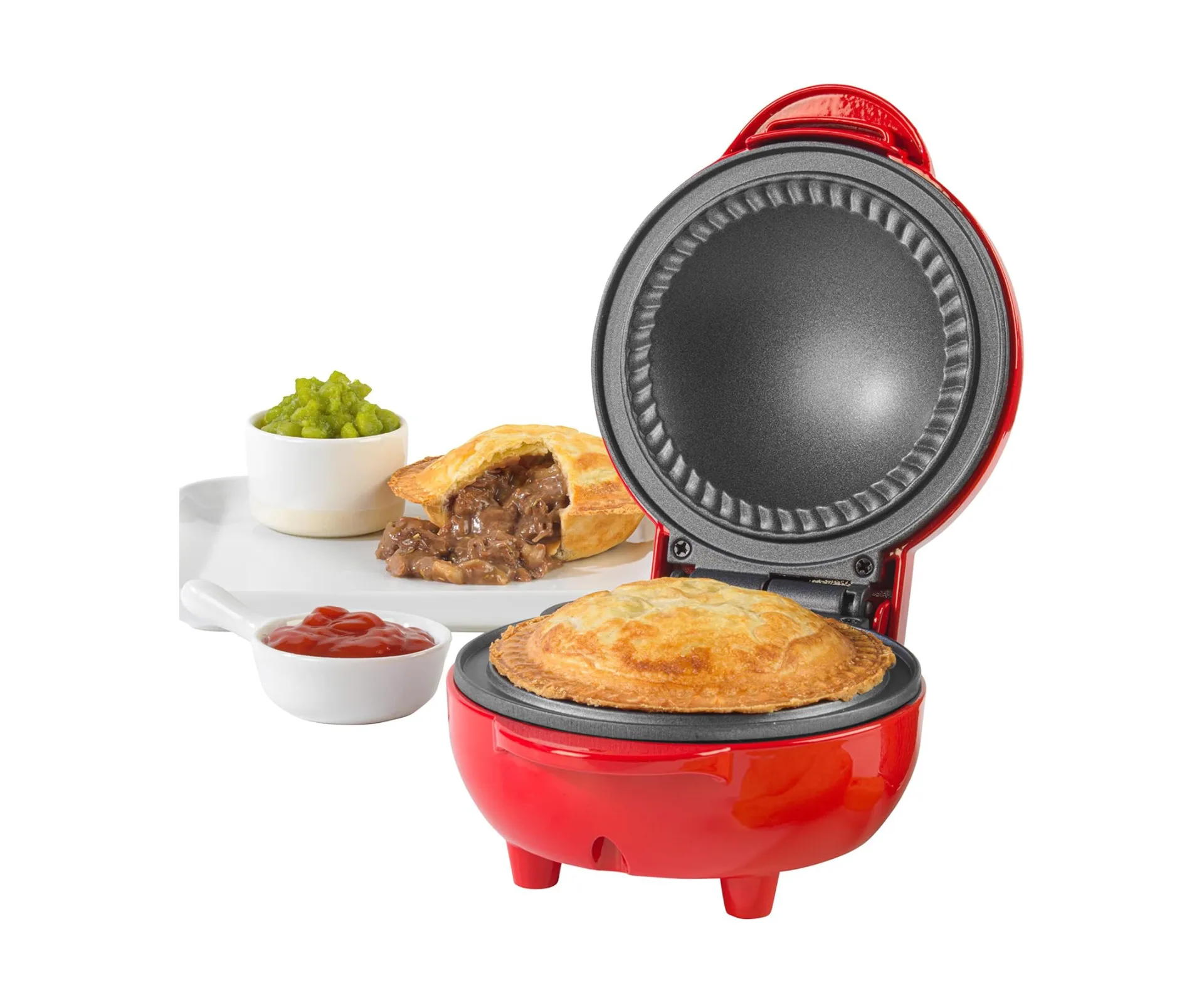 single red pie maker with crimped edges