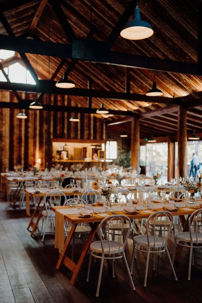 Inside the rustic Orchard Barn