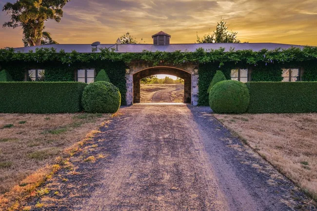 The driveway leading to Paul Bangay's country mansion