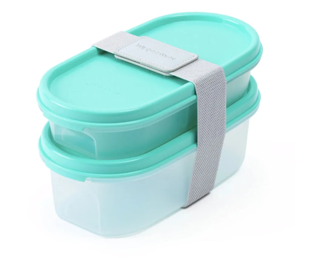 Mint green Tupperware lunch box