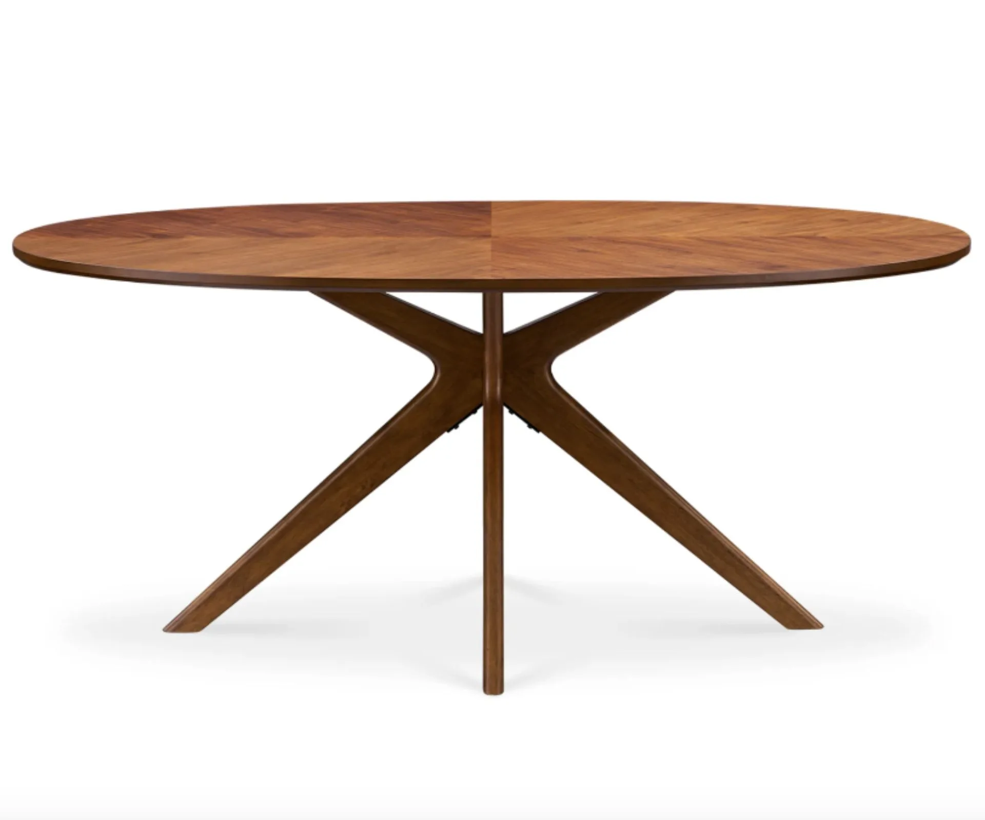 Walnut wood oval dining table