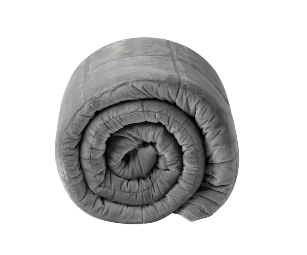 A grey weighted blanket