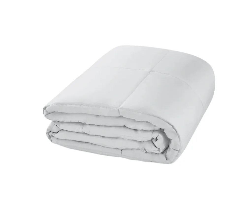 A white weighted blanket
