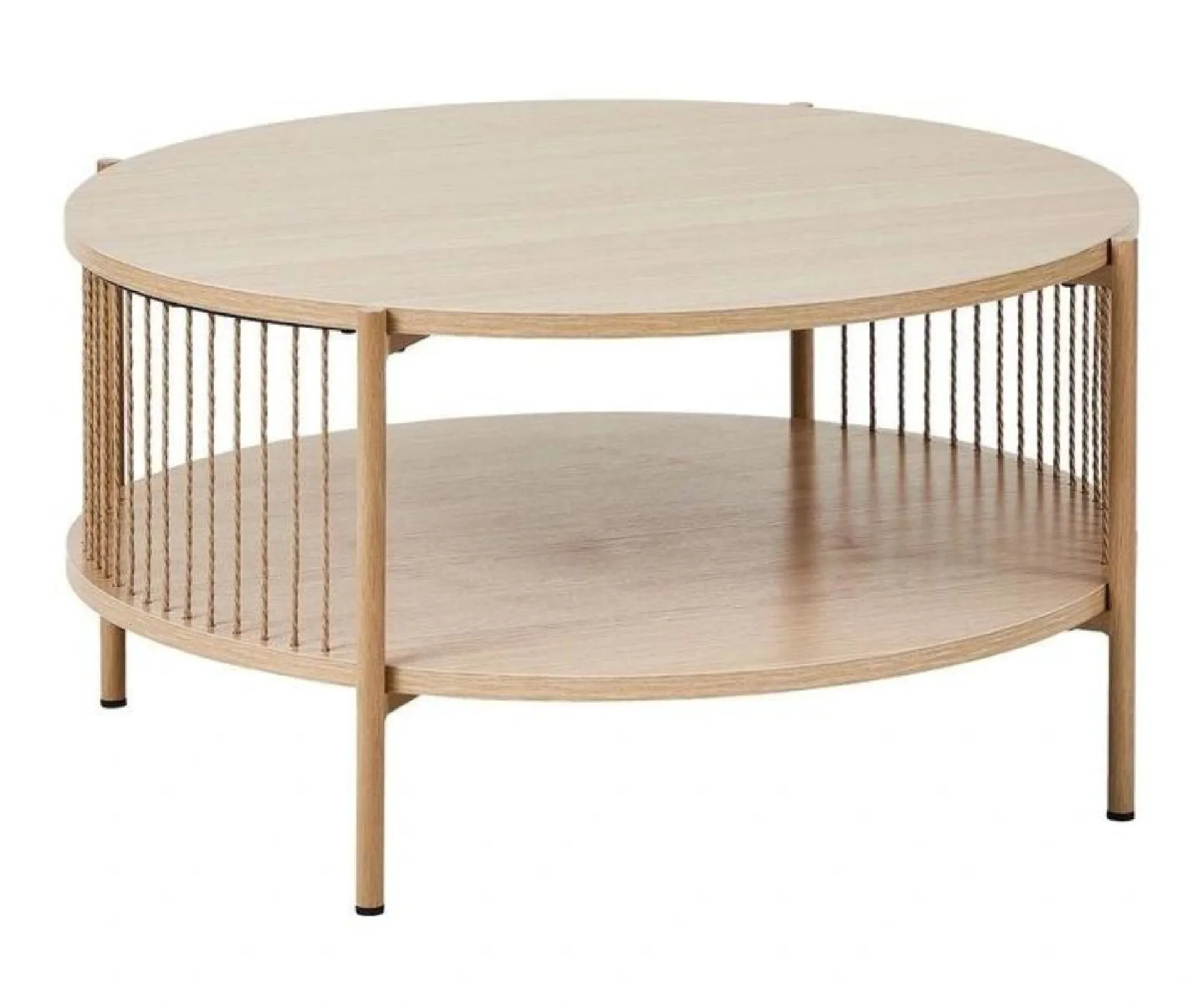 Natural modern coastal style coffee table with rope detailing 