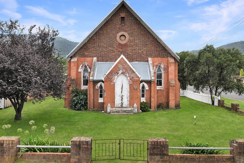The facade of an old church in Murrurundi, NSW