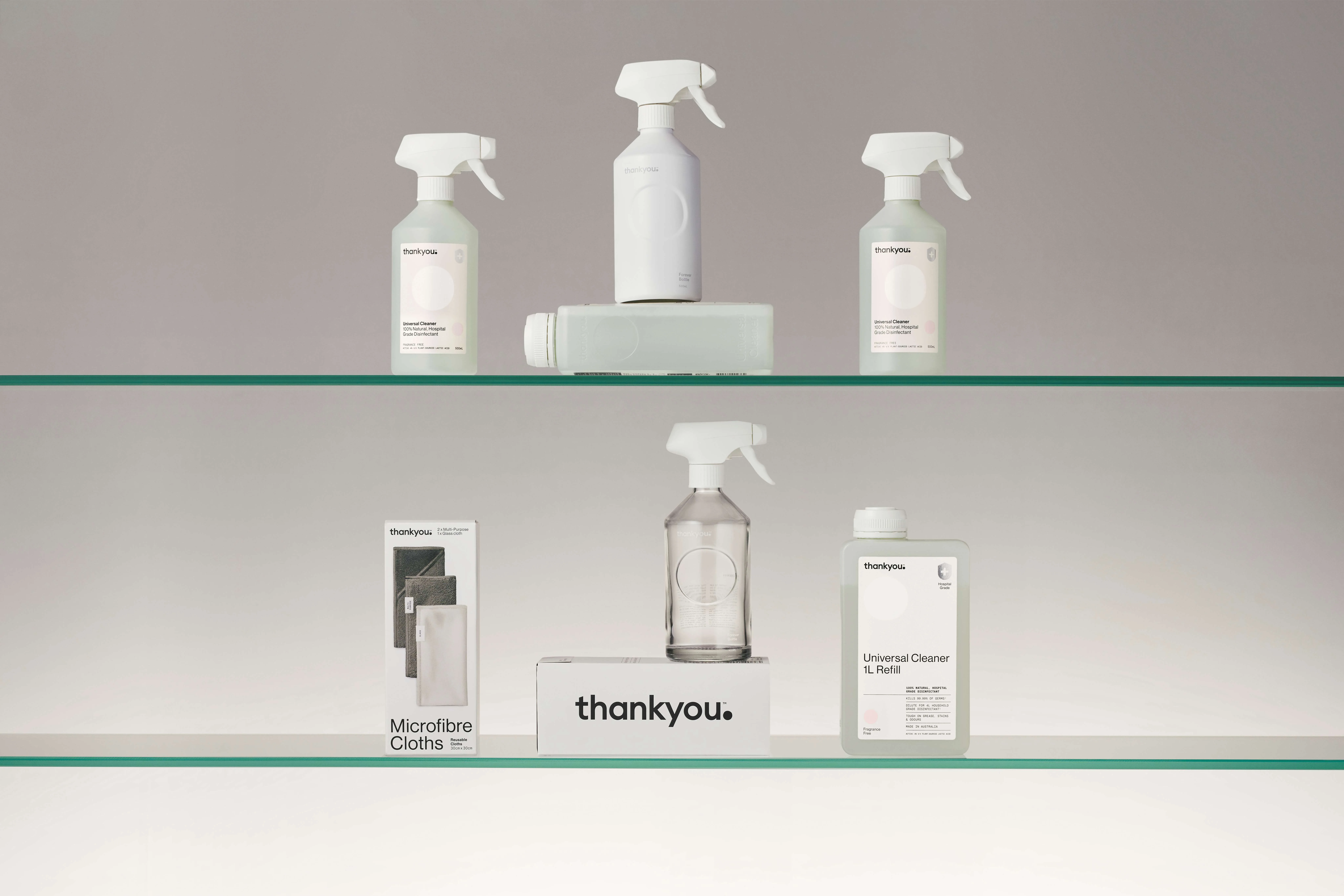 cleaning products on a shelf