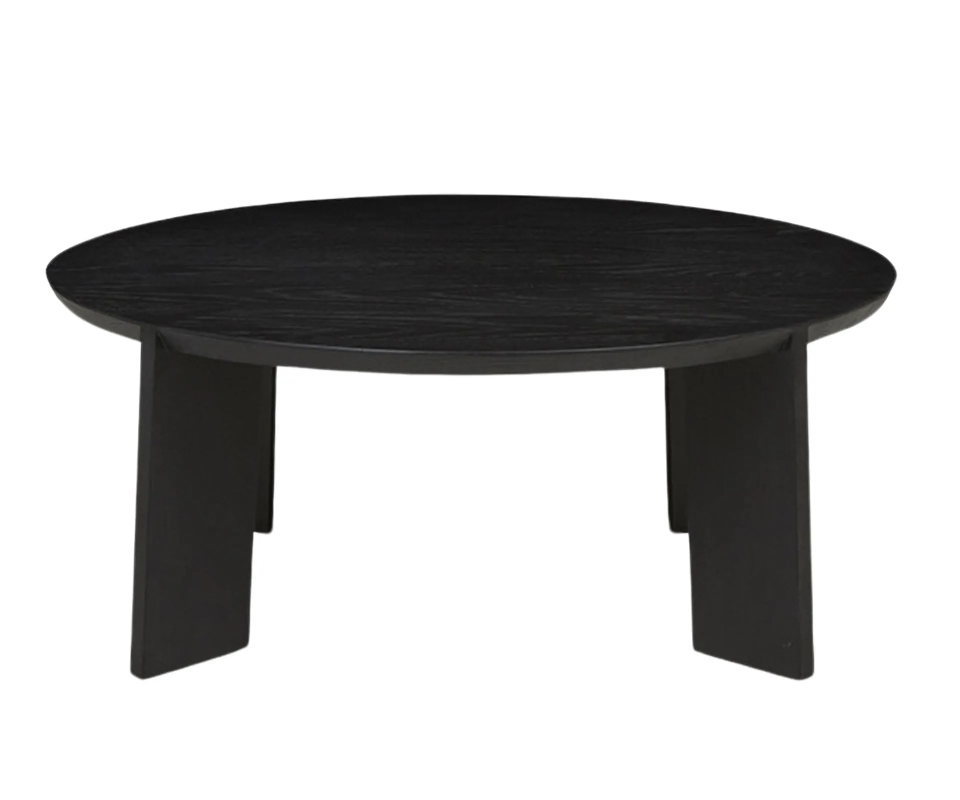 black oak round modern  coffee table