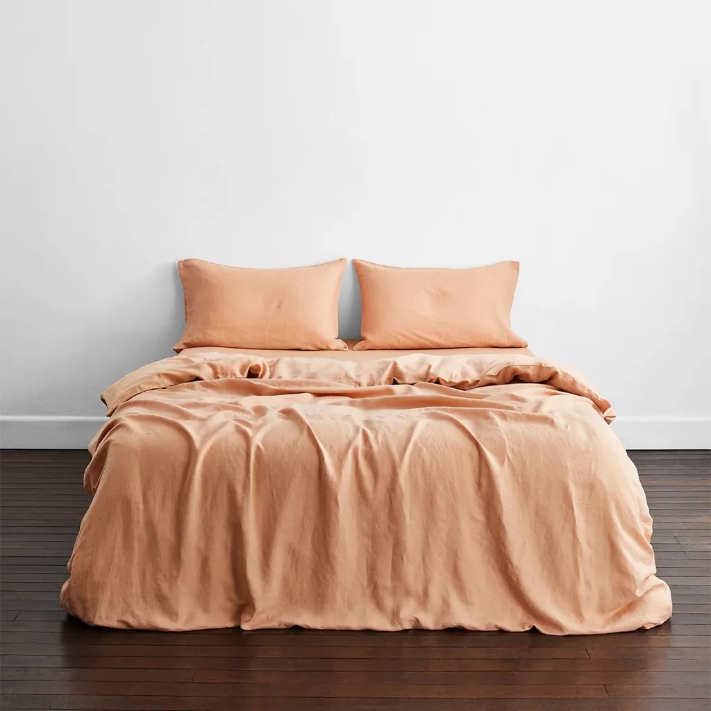 100% French flax linen bedding set in terracotta (queen)