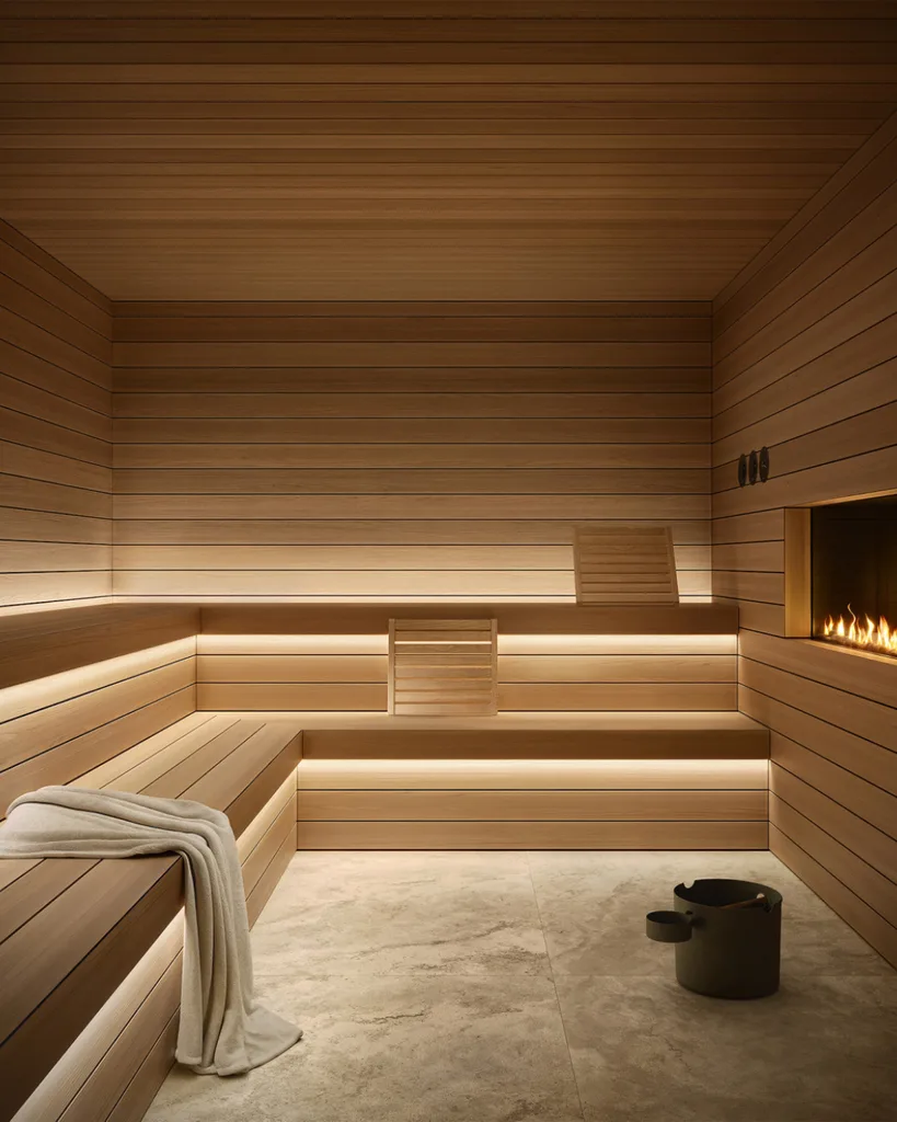 A modern light timber sauna
