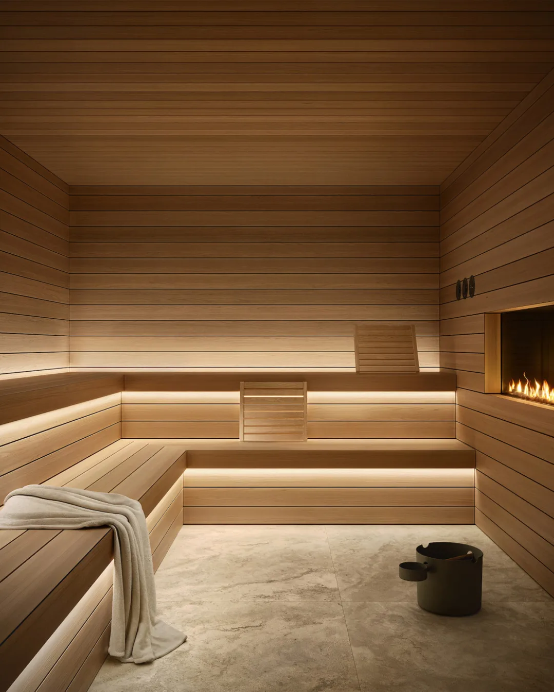 A modern light timber sauna 