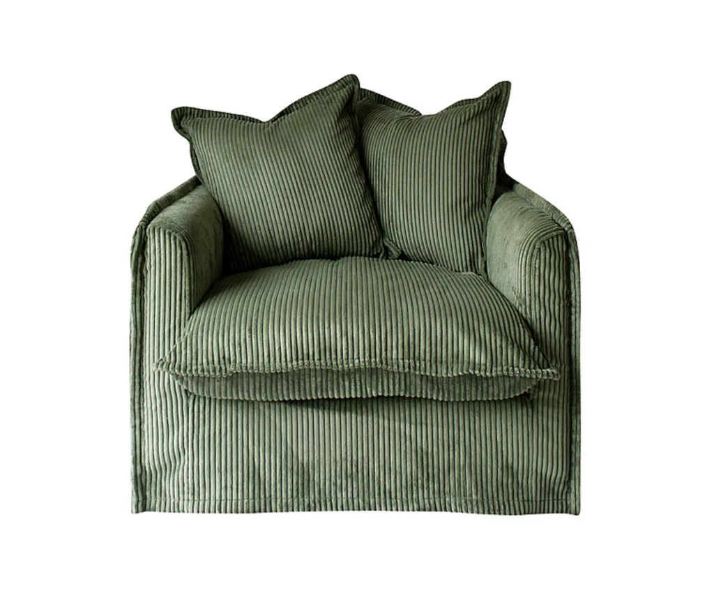 freedom green corduroy armchair