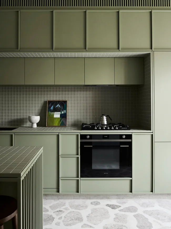 Cremorne sage green kitchen