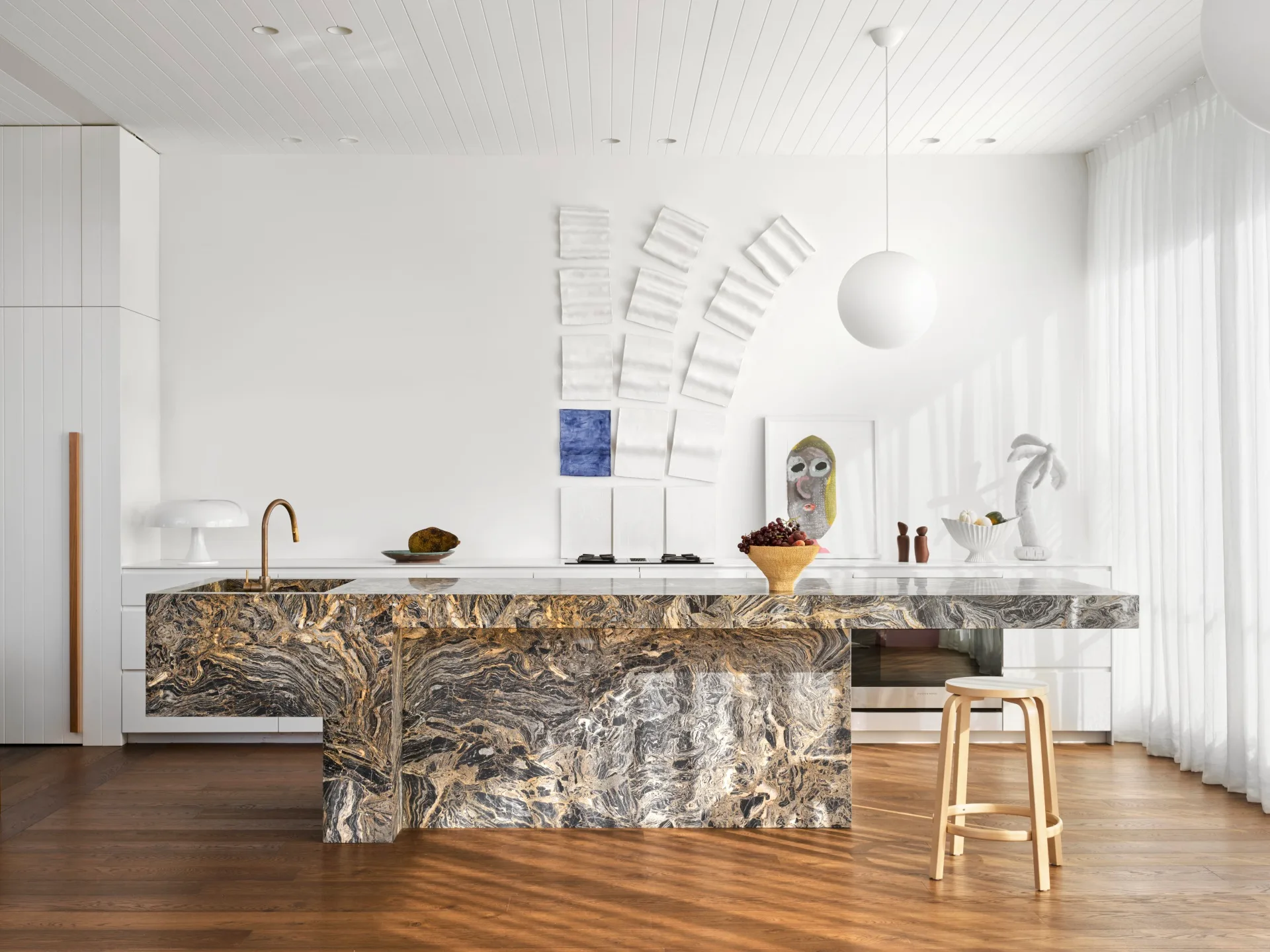 Bondi kitchen with marble island bench